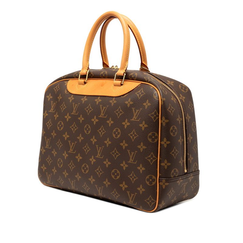 Louis Vuitton Monogram Deauville Handbag Brown Leather — view 2
