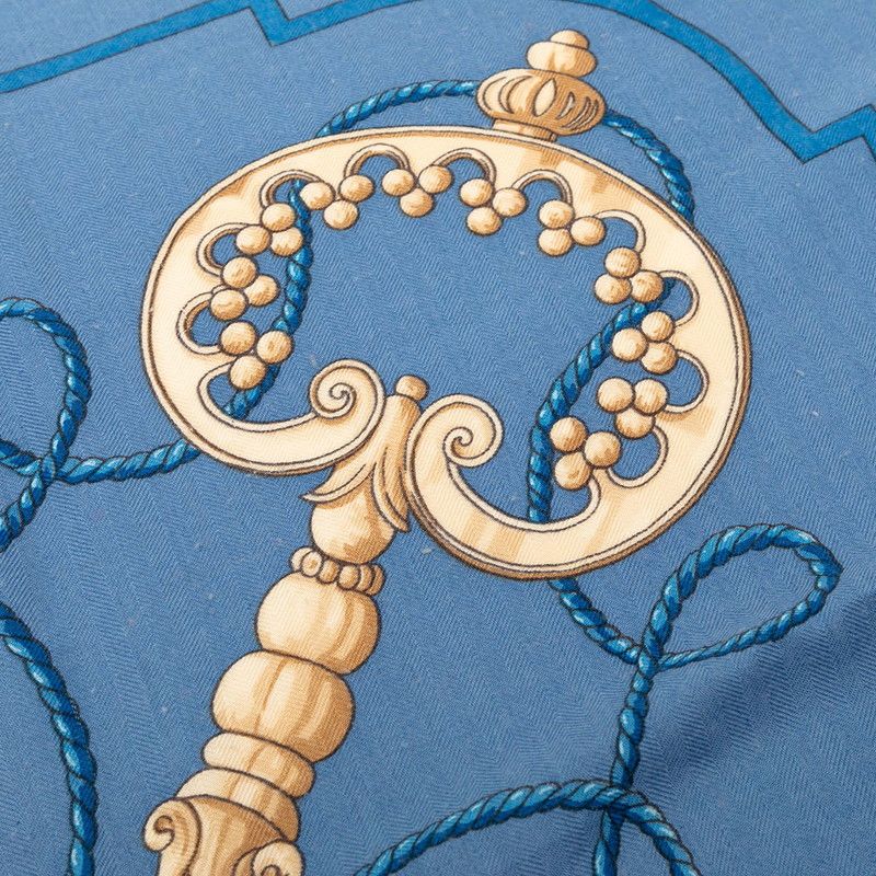 Hermes Carre Geant 140 les Cles the Keys Rare Key Scarf Light Blue Multicolor — view 4
