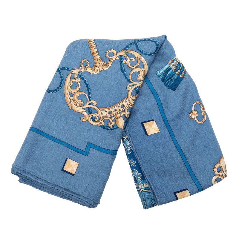 Hermes Carre Geant 140 les Cles the Keys Rare Key Scarf Light Blue Multicolor — view 2