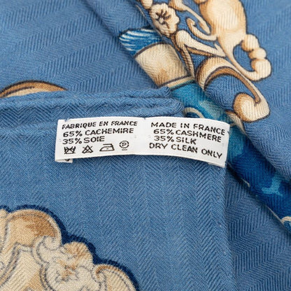 Hermes Carre Geant 140 les Cles the Keys Rare Key Scarf Light Blue Multicolor — view 7