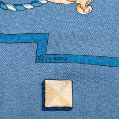 Hermes Carre Geant 140 les Cles the Keys Rare Key Scarf Light Blue Multicolor — view 5