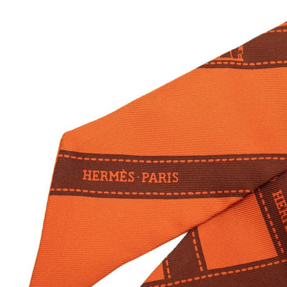 Hermes Twilly Bolduc Pattern Scarf Orange Brown Silk — view 3