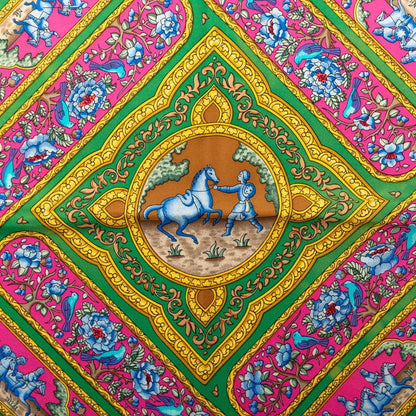 Hermes Carre 90 Qalamdan Scarf Brown Multicolor Silk — view 3