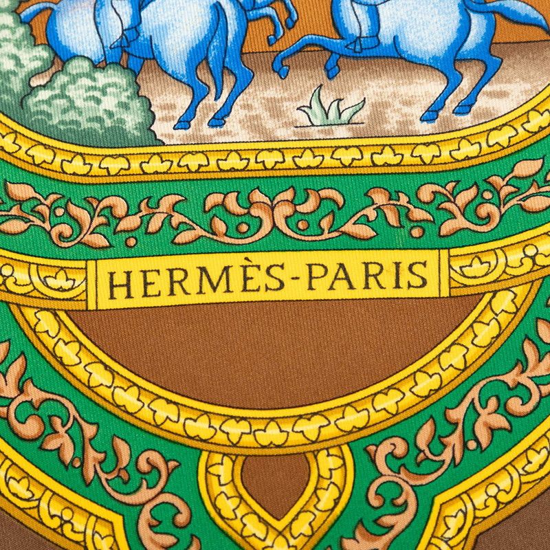 Hermes Carre 90 Qalamdan Scarf Brown Multicolor Silk — view 6