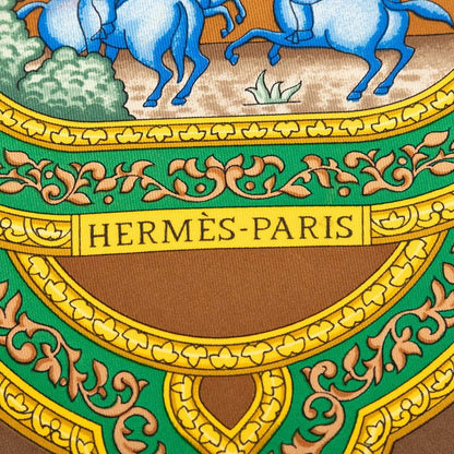 Hermes Carre 90 Qalamdan Scarf Brown Multicolor Silk — view 6