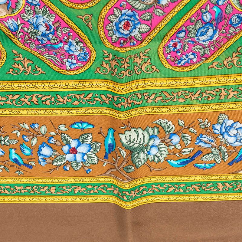 Hermes Carre 90 Qalamdan Scarf Brown Multicolor Silk — view 4