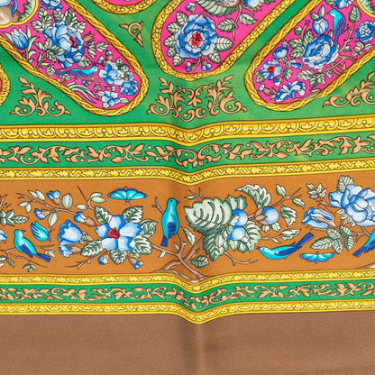 Hermes Carre 90 Qalamdan Scarf Brown Multicolor Silk — view 4