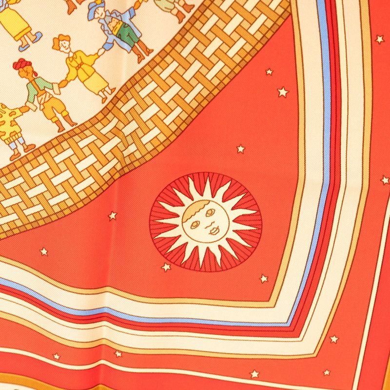 Hermes Carre 90 Donner la Reach Out Scarf Red Multicolor Silk — view 4