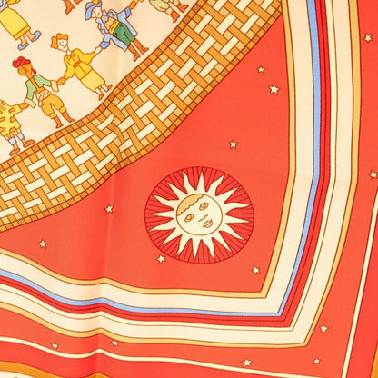 Hermes Carre 90 Donner la Reach Out Scarf Red Multicolor Silk — view 4