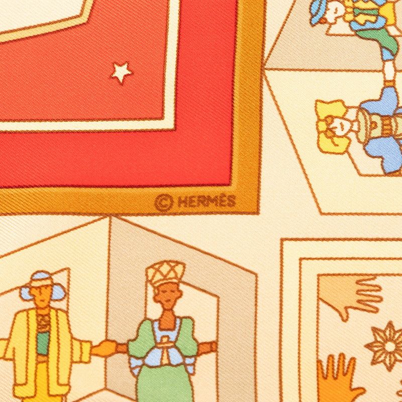 Hermes Carre 90 Donner la Reach Out Scarf Red Multicolor Silk — view 5