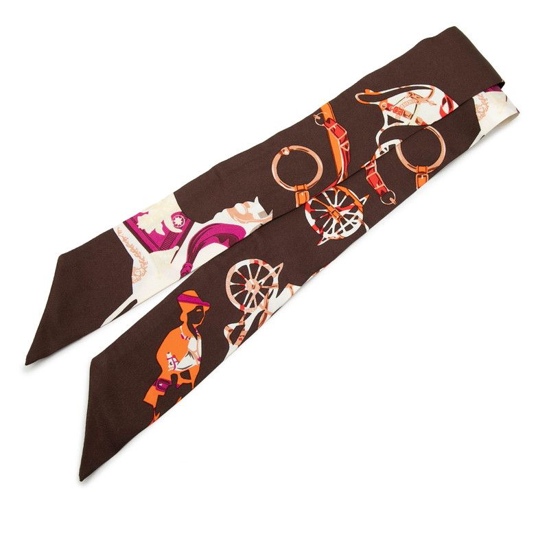 Hermes Tout en Carre Everything Is in Scarf Brown Multicolor Silk