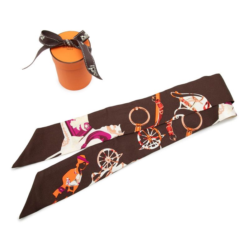 Hermes Tout en Carre Everything Is in Scarf Brown Multicolor Silk — view 5