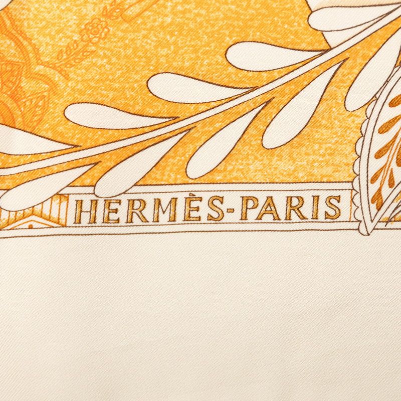 Hermes Carre 90 les Chants du Henne Henna Song Scarf Beige Multicolor Silk — view 6