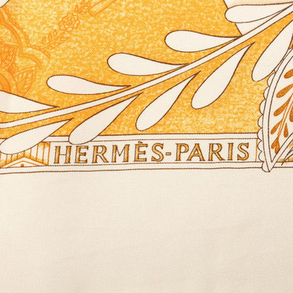 Hermes Carre 90 les Chants du Henne Henna Song Scarf Beige Multicolor Silk — view 6
