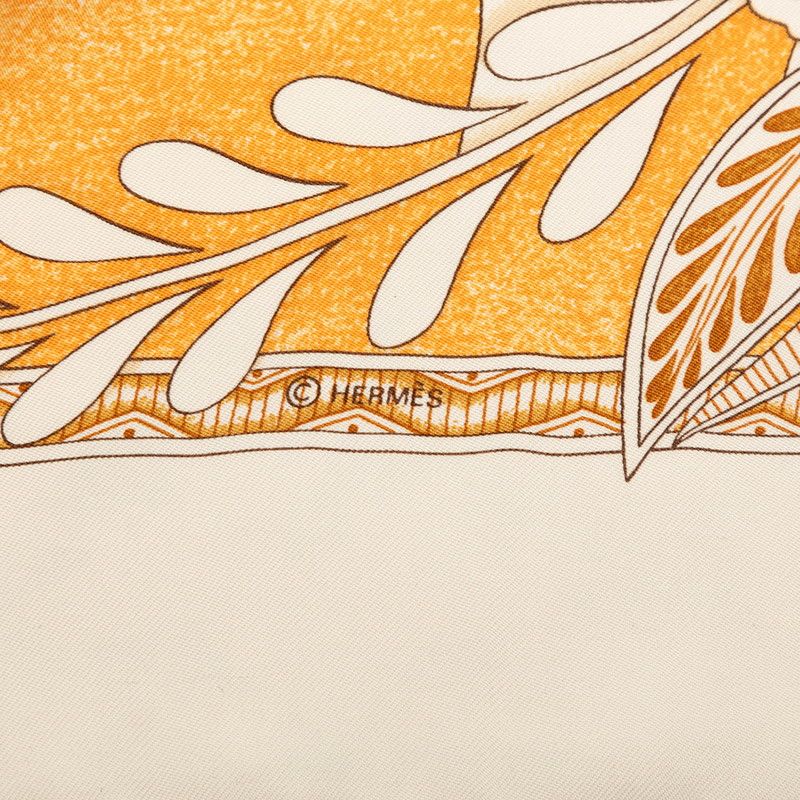 Hermes Carre 90 les Chants du Henne Henna Song Scarf Beige Multicolor Silk — view 5