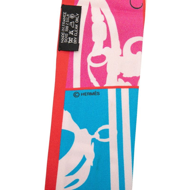 Hermes Twilly en Desordre Order Scarf Pink Multicolor Silk — view 4