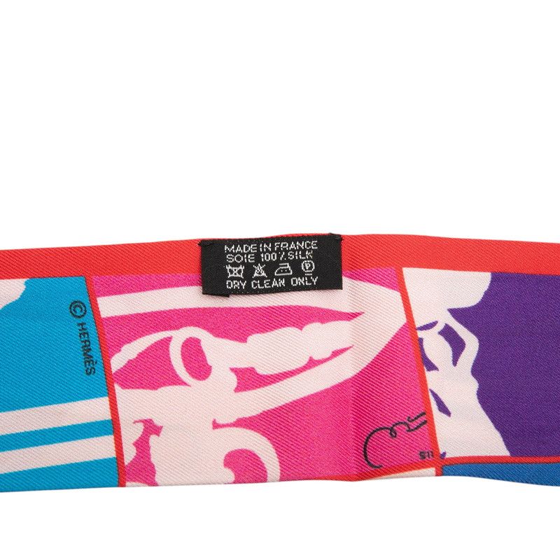 Hermes Twilly en Desordre Order Scarf Pink Multicolor Silk — view 5