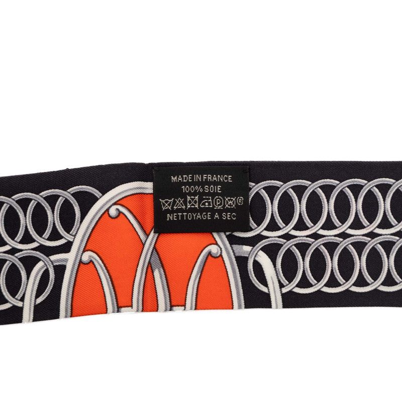 Hermes Twilly Lift Profile Scarf Black Multicolor Silk — view 5