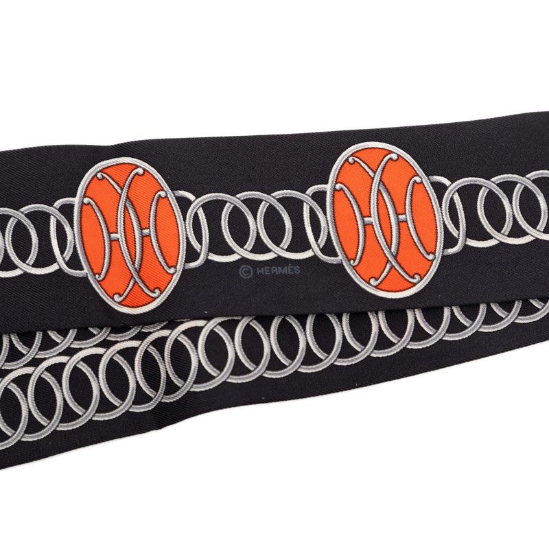 Hermes Twilly Lift Profile Scarf Black Multicolor Silk — view 3