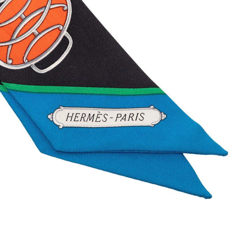Hermes Twilly Lift Profile Scarf Black Multicolor Silk — view 4