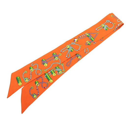 Hermes Cordages Scarf Orange Multicolor Silk