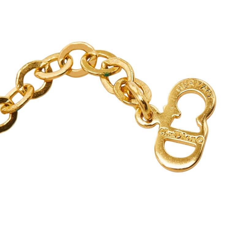 Dior Large Chain Pendant Necklace Gold Line Stone Plated — view 7