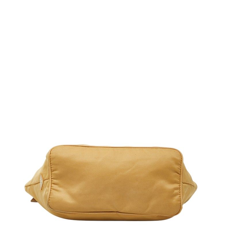 Prada Logo Chain Shoulder Bag Beige Nylon Leather — view 3