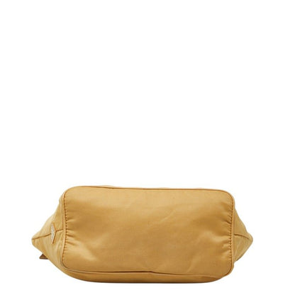 Prada Logo Chain Shoulder Bag Beige Nylon Leather — view 3