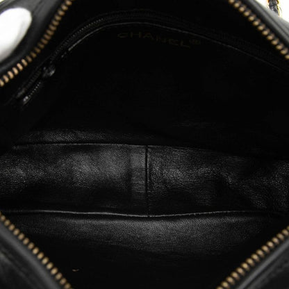 Chanel CC Logo Quilted Tassel Chain Shoulder Bag Black Lambskin — view 4