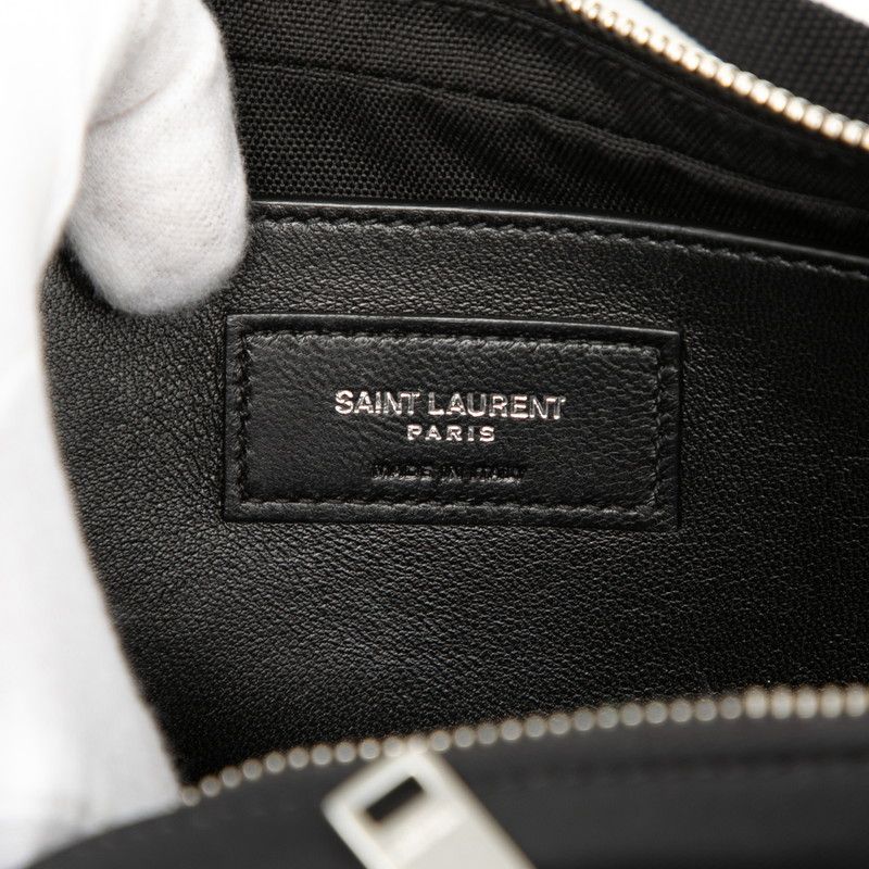 Saint Laurent Logo Shoulder Bag Black Nylon Patent — view 5