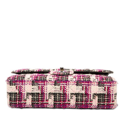 Chanel CC Logo Quilted 25 Double Flap Chain Shoulder Bag Multicolor Tweed — view 3