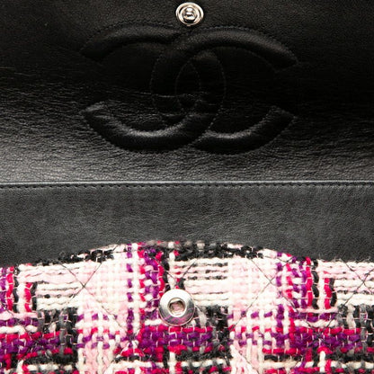 Chanel CC Logo Quilted 25 Double Flap Chain Shoulder Bag Multicolor Tweed — view 5