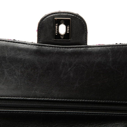 Chanel CC Logo Quilted 25 Double Flap Chain Shoulder Bag Multicolor Tweed — view 4