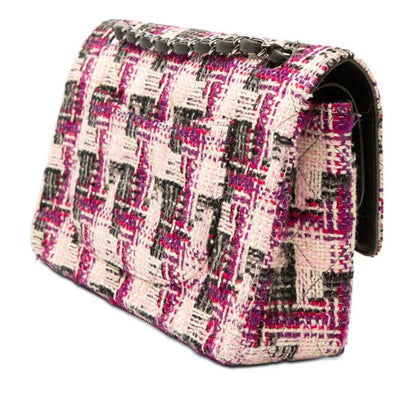 Chanel CC Logo Quilted 25 Double Flap Chain Shoulder Bag Multicolor Tweed — view 2