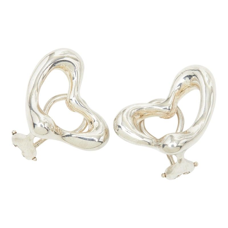 Tiffany & Co Elsa Peretti Open Heart Earrings Silver