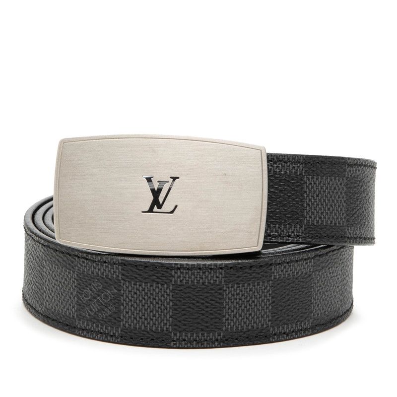 Louis Vuitton Damier Graphite Ceinture LV Cut 110 44 Black Leather Belt