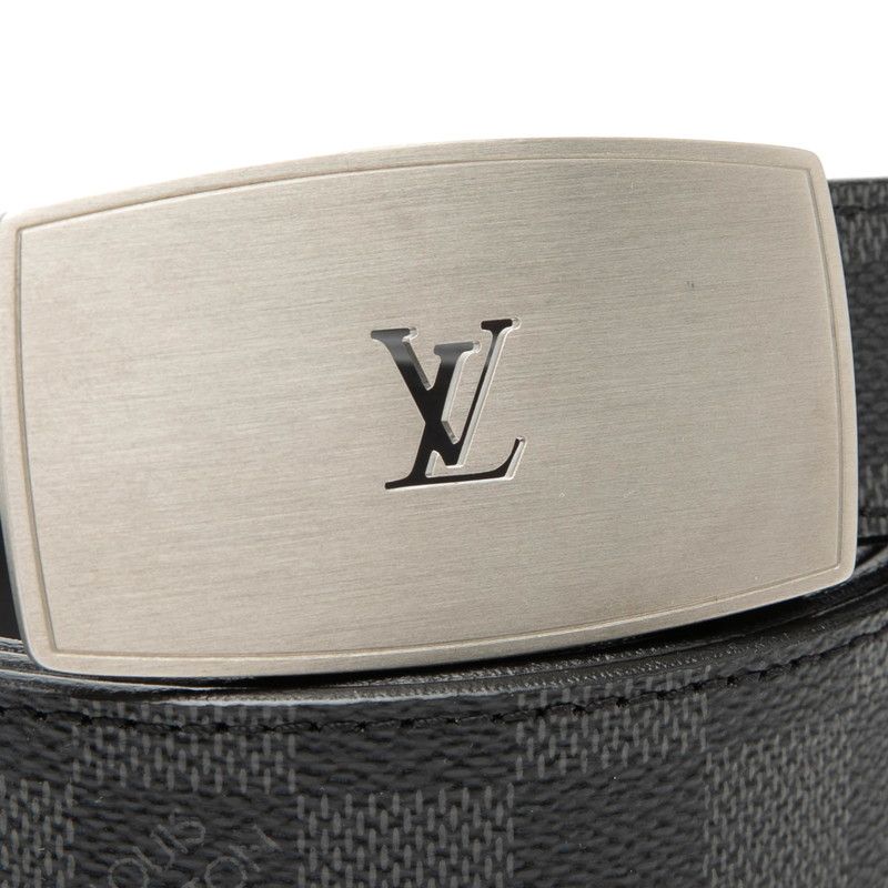 Louis Vuitton Damier Graphite Ceinture LV Cut 110 44 Black Leather Belt — view 4