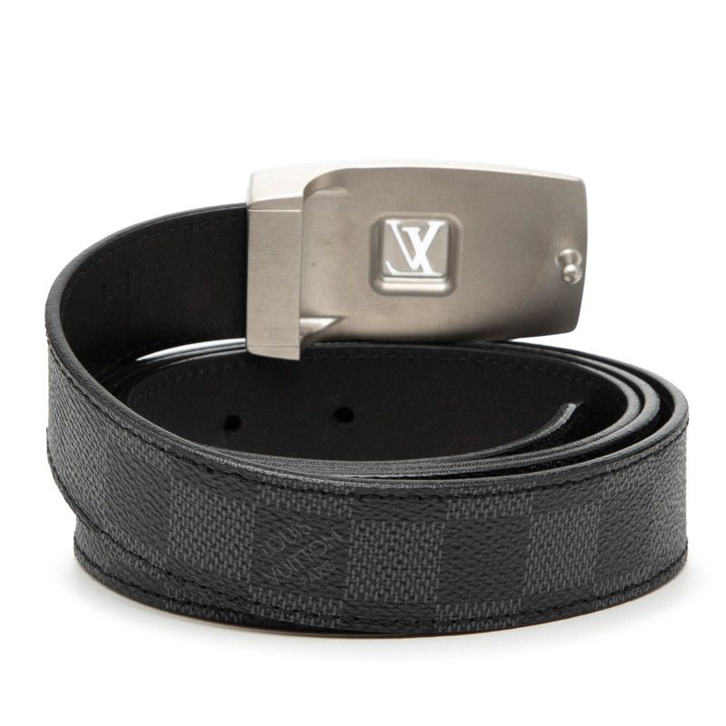 Louis Vuitton Damier Graphite Ceinture LV Cut 110 44 Black Leather Belt — view 3