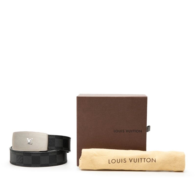 Louis Vuitton Damier Graphite Ceinture LV Cut 110 44 Black Leather Belt — view 7
