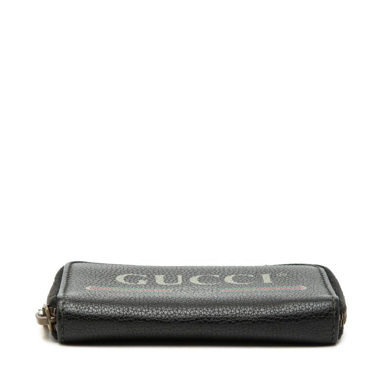 Gucci Interlocking GG Logo Zip Around Coin Purse Black Leather — view 3