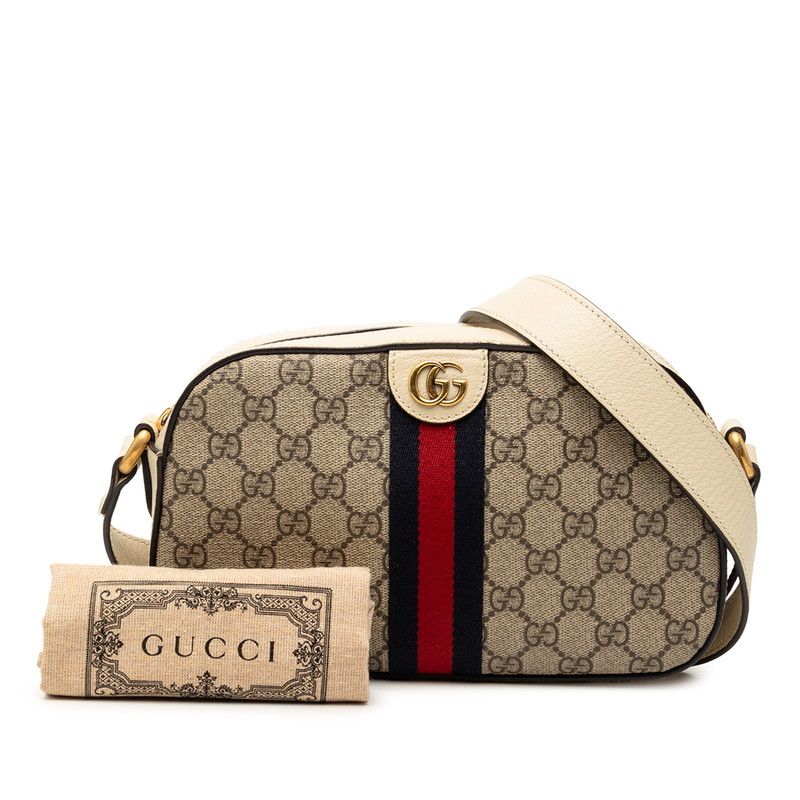 Gucci GG Supreme Ophidia Crossbody Shoulder Bag Beige Ivory Leather — view 7