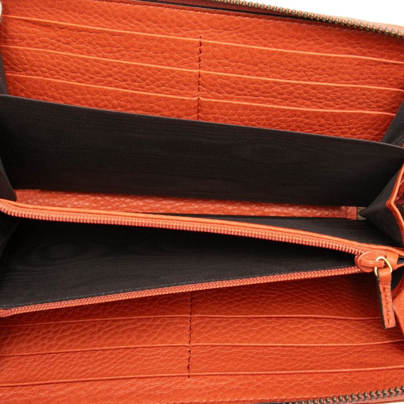 Gucci Bamboo Zip Around Wallet Orange Leather — view 4