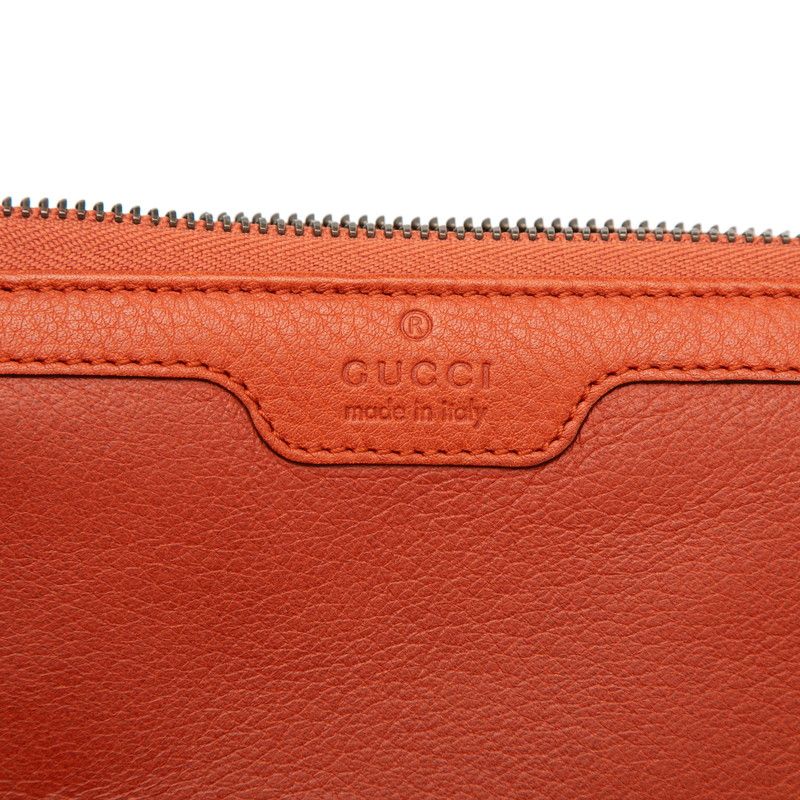 Gucci Bamboo Zip Around Wallet Orange Leather — view 5