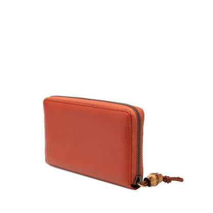 Gucci Bamboo Zip Around Wallet Orange Leather — view 2