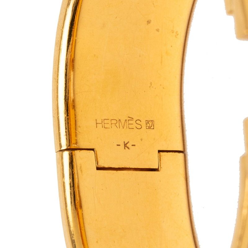 Hermes Clic Clac GM Bangle Gold Pink Enamel Plated 1- Bracelet — view 5