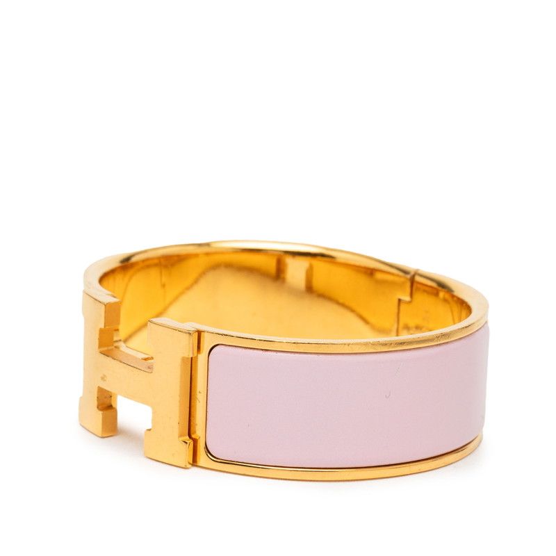 Hermes Clic Clac GM Bangle Gold Pink Enamel Plated 1- Bracelet — view 2
