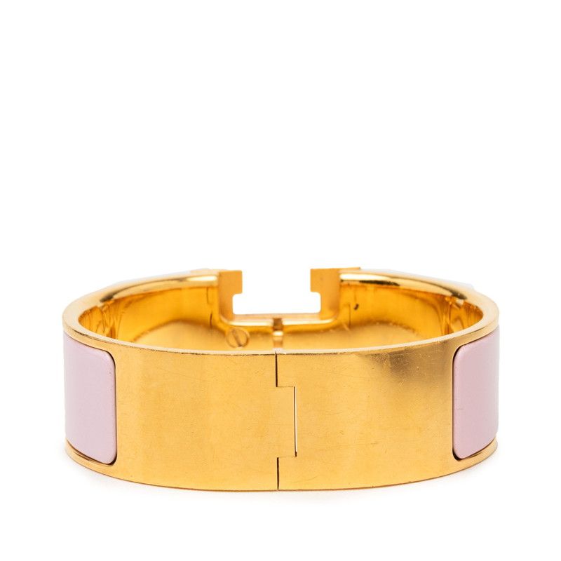 Hermes Clic Clac GM Bangle Gold Pink Enamel Plated 1- Bracelet — view 3