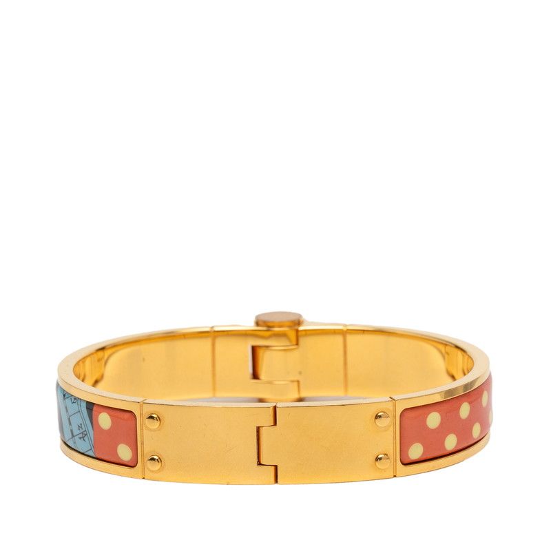 Hermes Chanier PM Horse Dot Bangle Bracelet Gold Pink Blue Plated — view 3