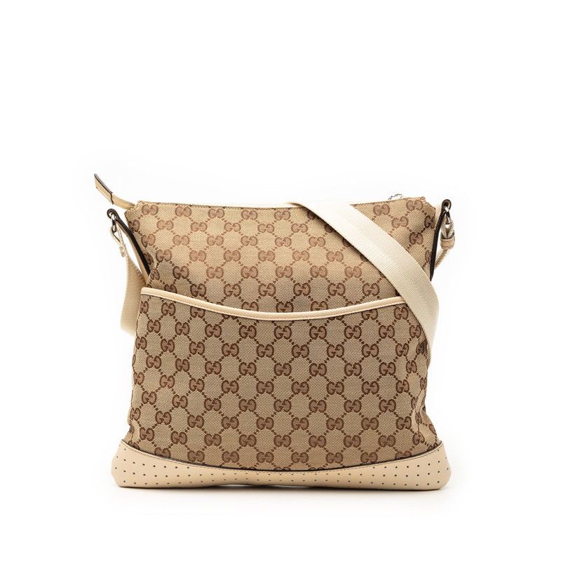 Gucci GG Canvas Crossbody Shoulder Bag Beige Ivory