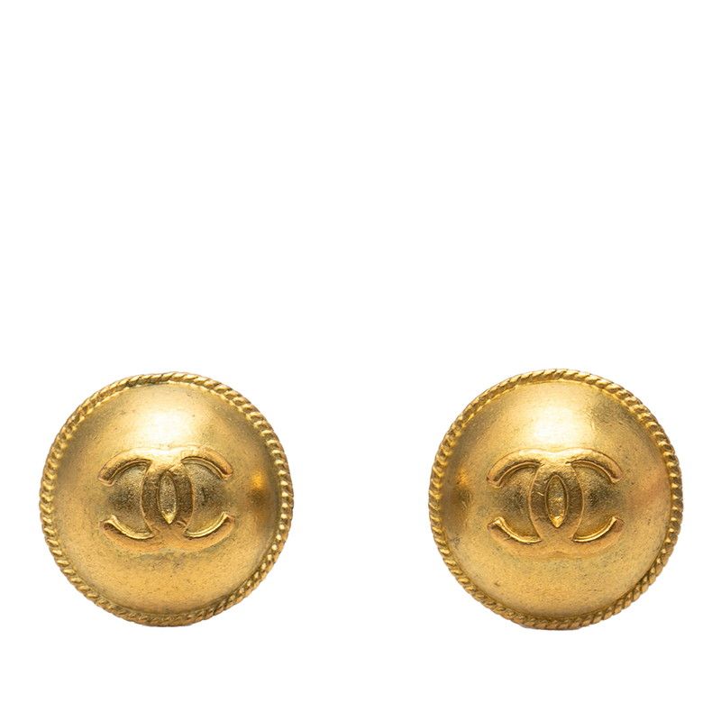 Chanel CC Logo Vintage Earrings Gold Plated